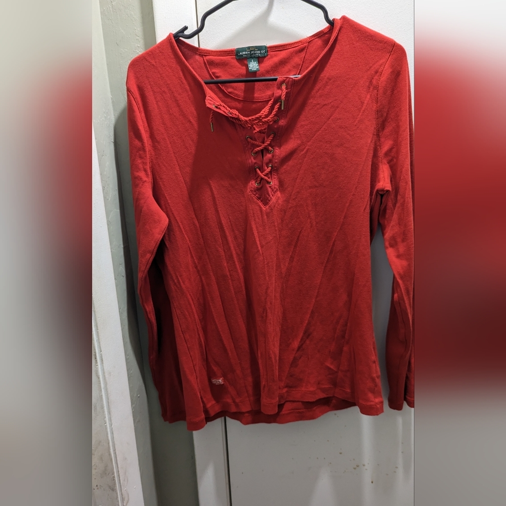 LRL Lauren Jeans Ralph Lauren Red shirt top size Large